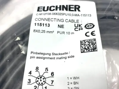 New | in-Stock Euchner Connector Cable 8-Pin M12 F 10m 115113 Cable & Wire Michigan US | Maverick Industrial Sales #1391305