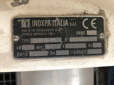 75 LPM Inoxpa S/S JKTD Lobe Pump Type SLR 3-50