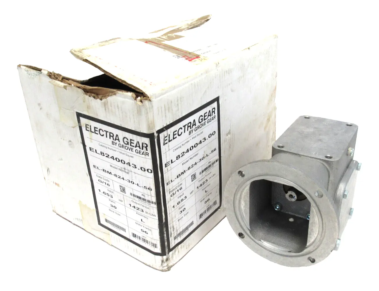 NEW GROVE GEAR EL-BM-824-30-L-56 ALUMINUM WORM GEAR REDUCER 30:1 EL8240043.00
