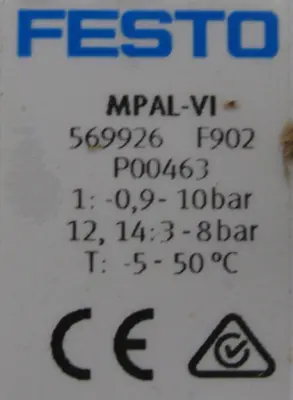 USED FESTO MPAL-VI VALVE TERMINAL 573718 195742 195704 195746 570783 569926