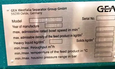 (3) Westfalia OSE 10-0136-067 fuel oil purifiers.