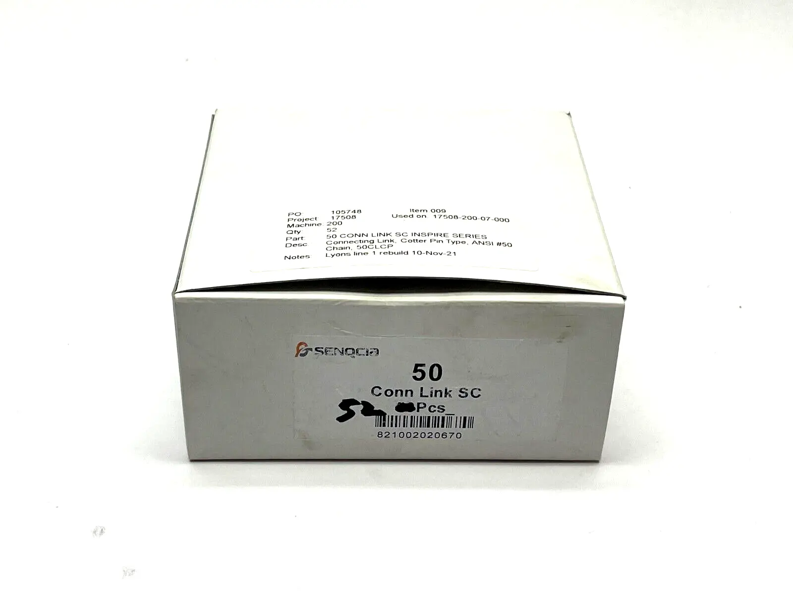 Senqcia Cotter Pin Connecting Link 50CLCP ANSI #50 BOX OF 52 - New Other