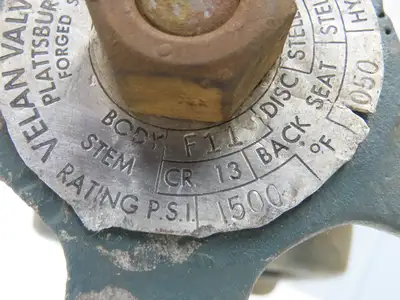 Velan No 376 F11 Globe Valve Y-Pattern 2" Socket Weld 1500psi Rising Stem