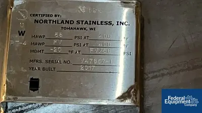 USED Northland 6,500 Gal Northland Horizontal Receiver Tank, Alloy 2205, 58#