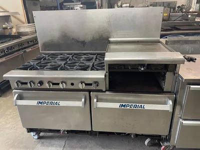 75-0276 Imperial IR-6-RG24 Gas 6 Burner Range 24'' Raised Griddle w/ Broiler
