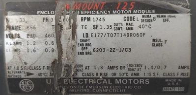 Used _UNKNOWN_ E438/TC8T165R102F 3/4 HP FRAME 6 Gearmotors West Virginia US | Cooper Industries #1409410