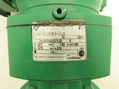 Nord SK 172.1F-80S/4 Inline Gearmotor 7.83:1 Reducer 218 RPM .75Hp 230/460V 3PH