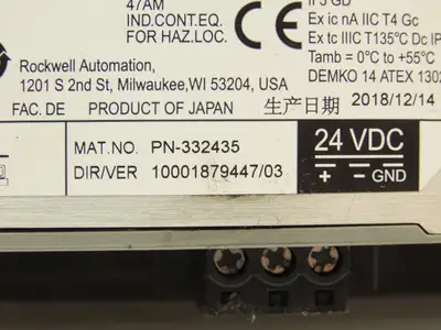 Allen Bradley 2711P-T6C21D8S-B PanelView Plus 7 Touch Screen Series B 24V