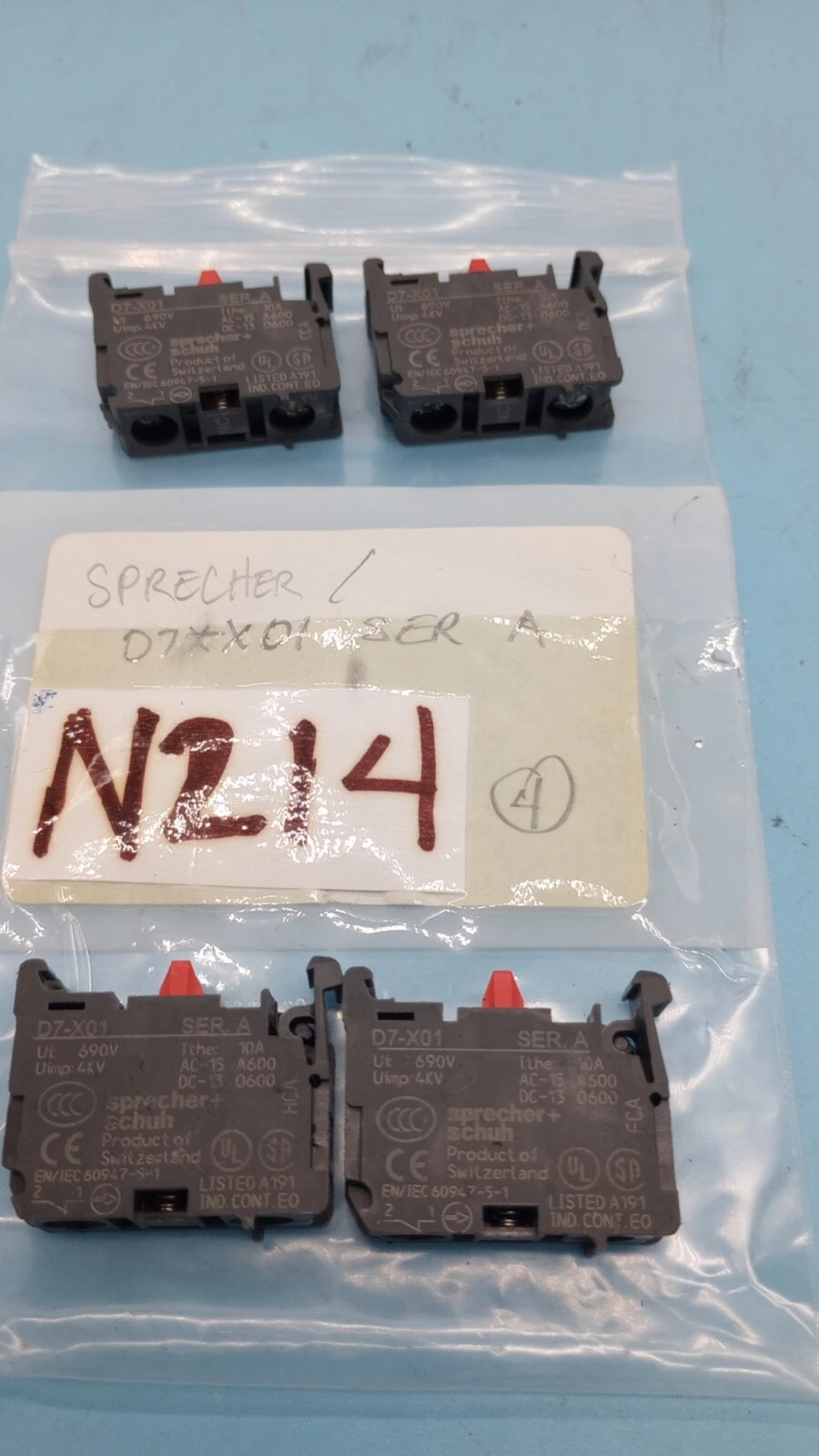 USED Sprecher + Schuh Sprecher + Schuh Contact Block D7-X01 Lot Of 4