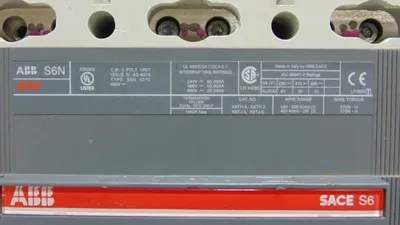 ABB S6N SACE S6 4 Pole Molded Case Switch 800 Amps 600VAC Used