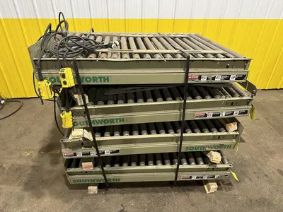3800 LBS X 60" X 42" SOUTHWORTH HYDRAULIC SCISSOR LIFT TABLE WITH ROLLER CONVEYOR TOP, 110 VOLT: STOCK #20893