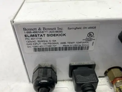 USED BENNET & BENNETT ELIMISTAT SIDEKICK IONIZING GUN 120VAC