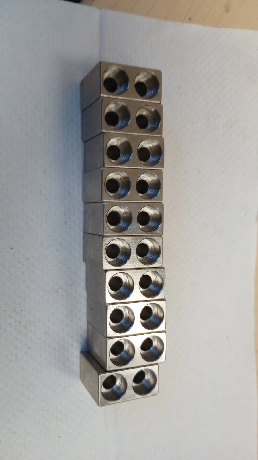 USED Misumi Stopper Block 40HRC 1045 Carbon Steel Counterbored