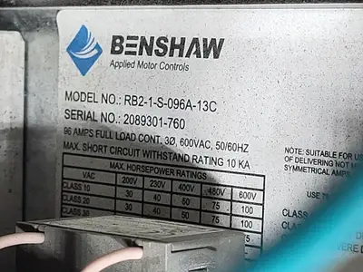 Used BENSHAW RB2-1-S-100-600-S-12-CB-OP Switchgears British Columbia CA | Lenmark #1427039