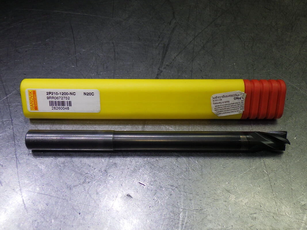 Sandvik 12mm 4 Flute Carbide CC Endmill 12mm Shank 2P210-1200-NC N20C (LOC640)