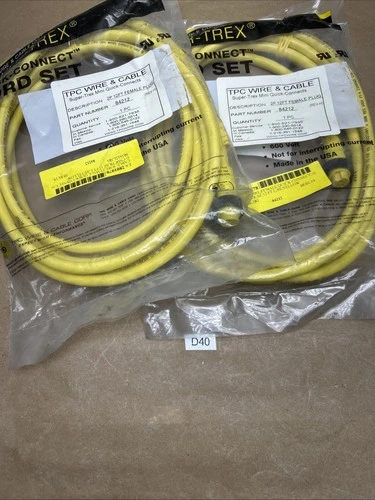 (3) TPC Wire & Cable Part#  84212,  2 pole female   12ft  NEW In Sealed Bag