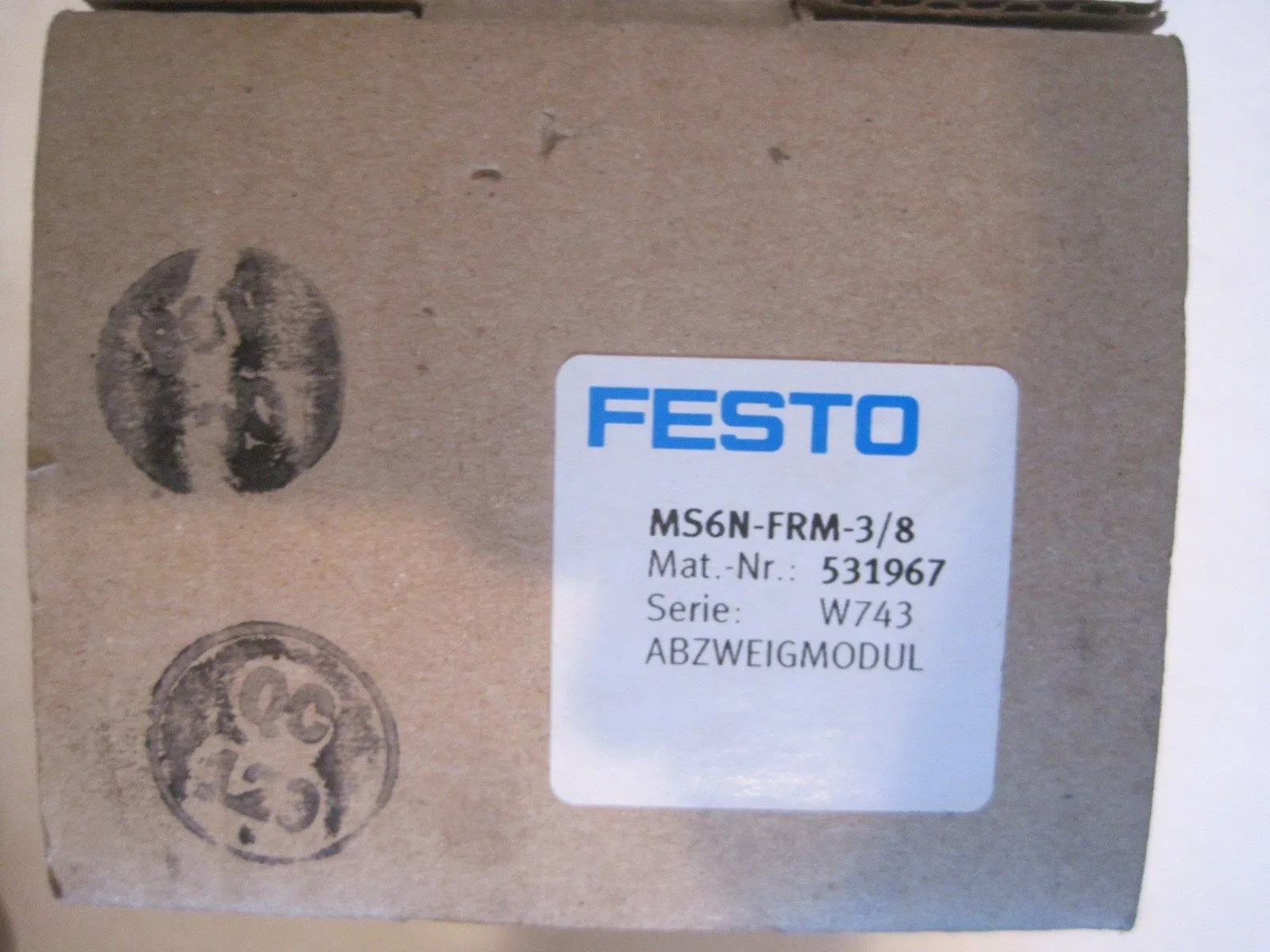 NEW FESTO ELECTRIC MS6N-FRM-3/8 BRANCHING MODULE MS6NFRM38