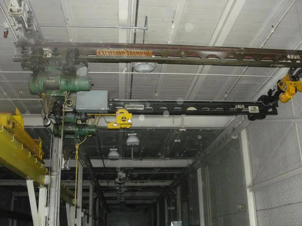 SPC9226  Material Handling Equipment Cleveland Tramrail 2 ton capacity bridge crane 20' span, two hoists on 2 bridges