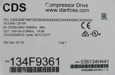 NEW DANFOSS 134F9367 COMPRESSOR DRIVE 20HP CDS303P15KT2E20H2XXXXXXSXXXXAXXXXDX
