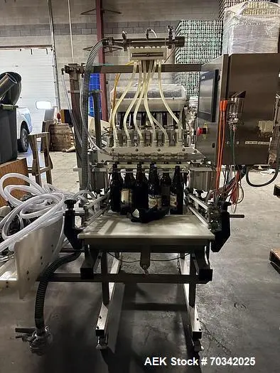 Used Wild Goose-Meheen 6-Head Inline Bottle Filler – 12oz Bottles, 40 BPM