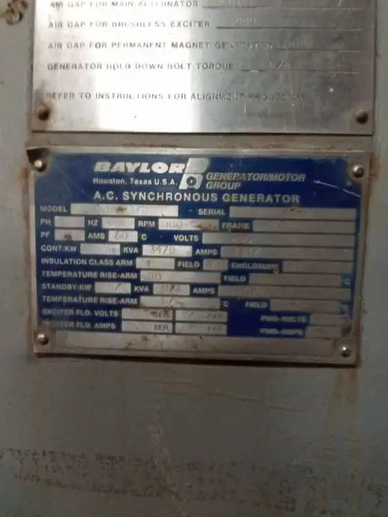 Used BAYLOR 855 V U V - 372 Synchronous Alternators Texas US | Apollo Electric #1514460