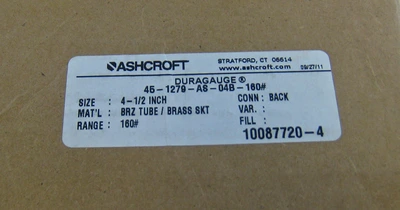 NEW ASHCROFT DURAGAUGE TYPE 1279