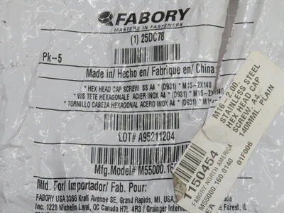 New | in-Stock FABORY _UNKNOWN_ Nuts & Screws | OCO Industrial #1733078