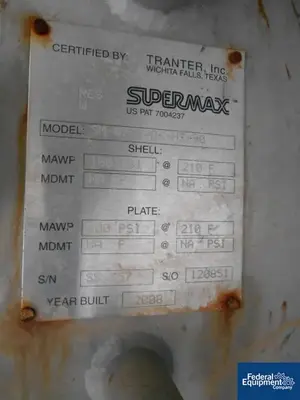 USED Tranter 81 Sq Ff Tranter Supermax Heat Exchanger, S/S, 100/100#