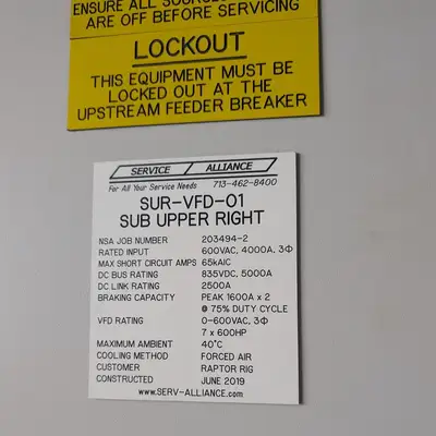 4000 Amp (6 X 700 HP) Transformer & VFD Bank