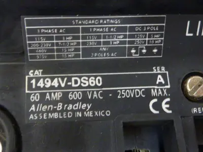 USED ALLEN BRADLEY 1494V-DS60 SER A