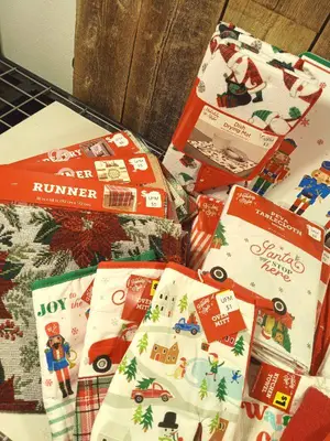 Huge Lot of Christmas (Table Mats, Kitchen towels, etc.)