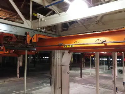 Cleveland Tramrail P&H 11 Ton Double Girder Underhung Bridge Crane 34' 10" Span