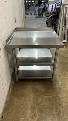Used Falcon Restaurant Supply, Inc. Used 33" x 32" Stainless Steel Table with Shelves - RL Food Prep Tables Illinois US | Falcon Restaurant Supply #1373522