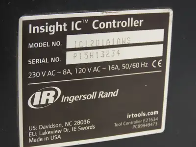 Ingersoll Rand IC12D1A1AWS Insight IC Tool Controller 120VAC - 16A / 240VAC - 8A