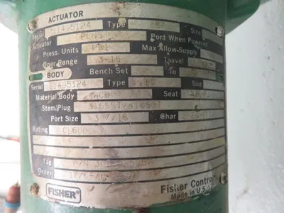 Fisher control valve type ED, size 3"-600, material wcb/316ss