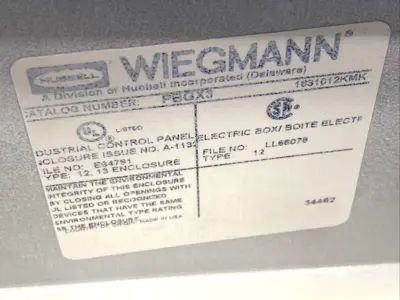 | Wiegmann PBGX3 22mm Pushbutton Enclosure, 3-Button, Steel, Painted Light Gray - Used