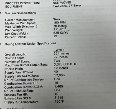 USED STORK COATER AND DRYER