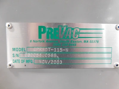 Used PREVAC GPRBDT-115-N Vacuum Pumps Ohio US | Equipment Recovery Corp. #1330529