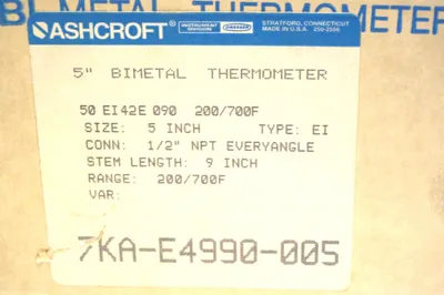 NEW ASHCROFT 50-EI-42E-090 200/700F 5" BIMETAL THERMOMETER 50EI42E090
