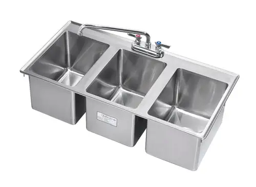 Krowne HS-3819 Drop-In Commercial Hand Sink w/ (3) 10"L x 14"W x 10"D Bowls, Gooseneck Faucet