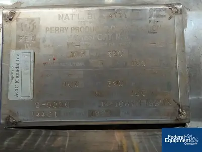 USED Perry Products 106 Sq Ft Perry Heat Exchanger, 316 S/S, 100/100#
