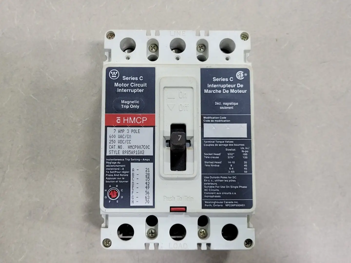 USED WESTINGHOUSE HMCP007C0C