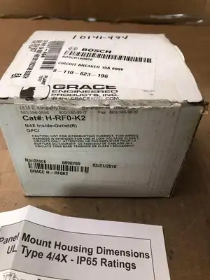 Grace H-RF0-K2 Domestic GFCI Inside-Outside Rear Outlet 120VAC 5A -NIB