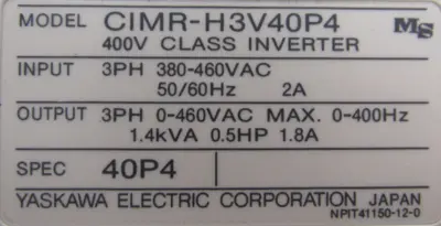 NEW YASKAWA CIMR-H3V40P4 AC DRIVE VARISPEED 616H3 CIMRH3V40P4