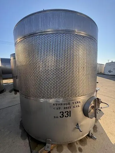 Tank, 3,500 Gallon, Stainless Steel, Dimple Jacketed, Flat Bottom, Stand Mounted #