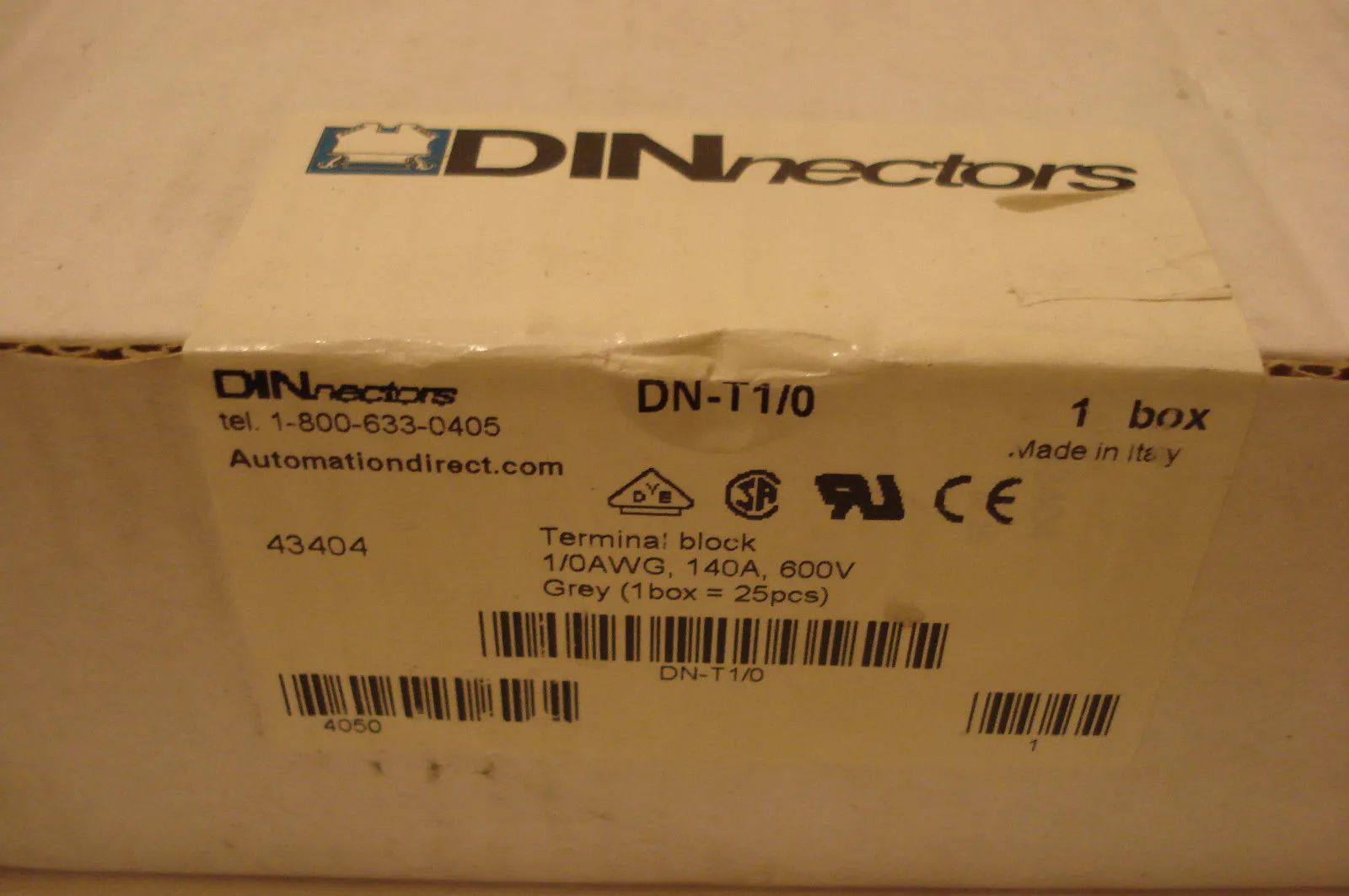 NEW DINNECTORS DN-T1/0 TERMINAL BLOCK QTY 25