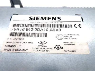 USED SIEMENS 6AV6 542-0DA10-0AX0 SIMATIC MULTI PANEL MP 370 6AV65420DA100AX0