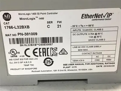 USED ALLEN BRADLEY 1766-L32BXB SER C