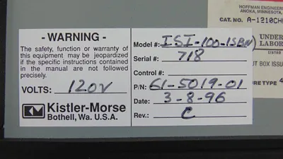 Kistler-Morse Power Supply Controller Enclosure 63-1155-01 ISI-100-ISBW Used