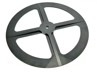 Labeler Reel Wheel 15-1/2" Diameter 1/2" Bore 3/16"-1/2" Thick Black Aluminum - Used